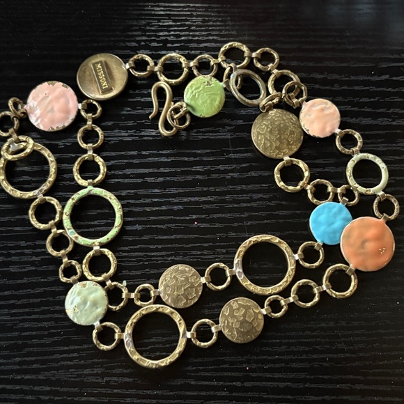 Missoni Copper Enamel Multi Color Circles Chain Boho Necklace or Belt - Picture 2 of 3